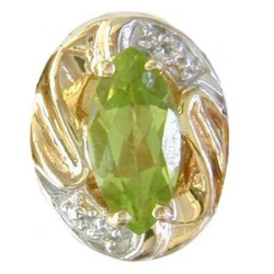 B3687 14K SLIDE WITH MARQUISE PERIDOT AND DIAMONDS 